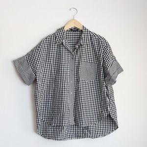 Madewell Black and White Buffalo Plaid Top EUC